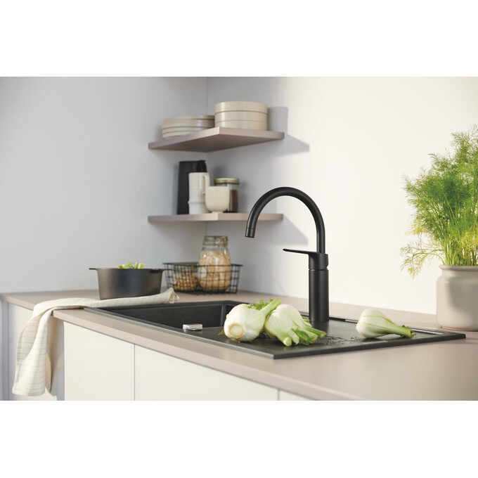 Змішувач для кухні Grohe QuickFix Start Black 304692430 (чорний матовий), Колір виробника: чорний матовий, фото , изображение 2