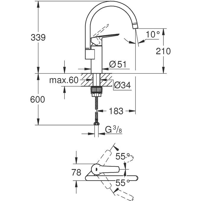 Змішувач для кухні Grohe QuickFix Start Black 304692430 (чорний матовий), Колір виробника: чорний матовий, фото , изображение 7