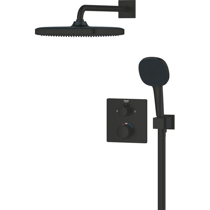 Душевая система с термостатом Grohe QuickFix Precision Vitalio Comfort 250 348822430 (черная матовая, скрытого монтажа), Цвет производителя: черный матовый, фото 3