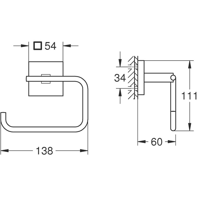 Держатель туалетной бумаги Grohe QuickFix Start Cube Black 409782430 (черный матовый), Цвет производителя: черный матовый, фото 7