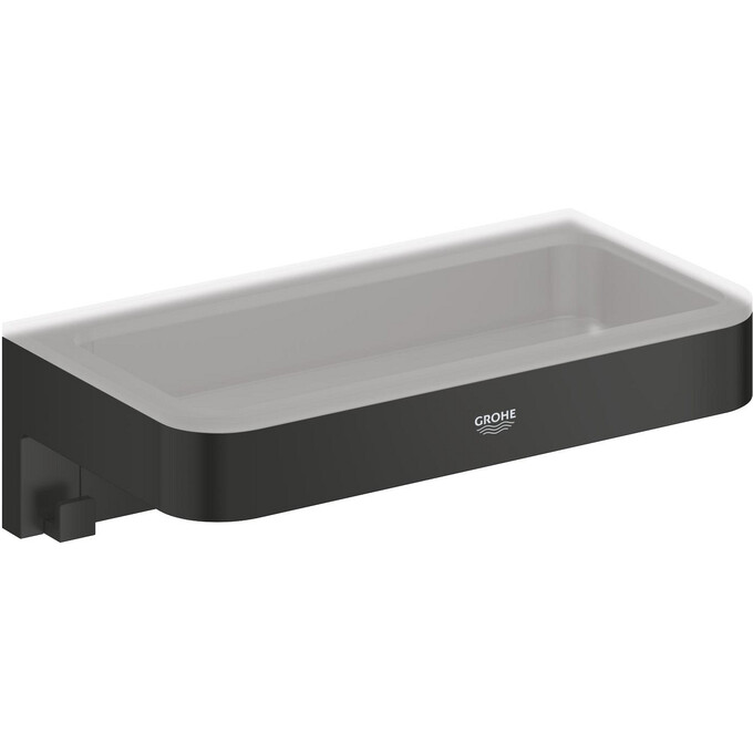 Полка для душа Grohe QuickFix Start Cube Black 411072430 (черная матовая, с крючком), Цвет производителя: черный матовый, фото 