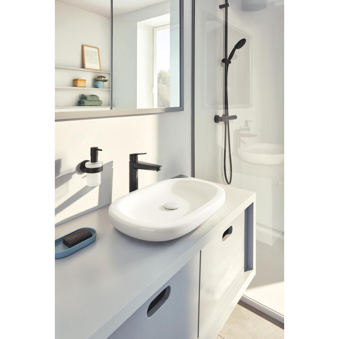 Дозатор жидкого мыла Grohe QuickFix Start Black 411952430 (черный матовый, настенный), Цвет производителя: черный матовый, фото 4