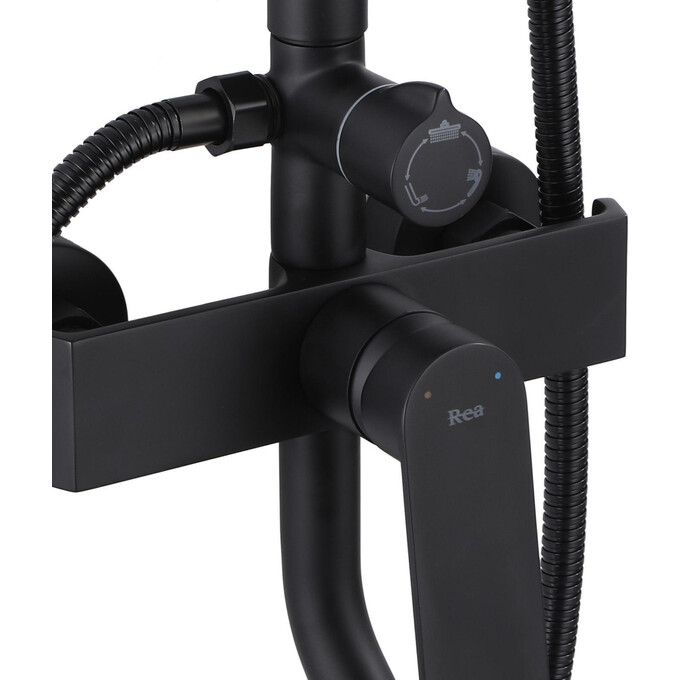 Душевая система Rea Hass Black REA-B9968 (черная матовая, с изливом), Цвет производителя: черный матовый, фото 4