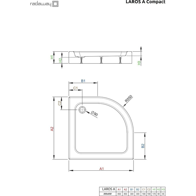 Душевой поддон Radaway Laros A Compact SLA8585-01 (85x85 см, с ножками), фото 2