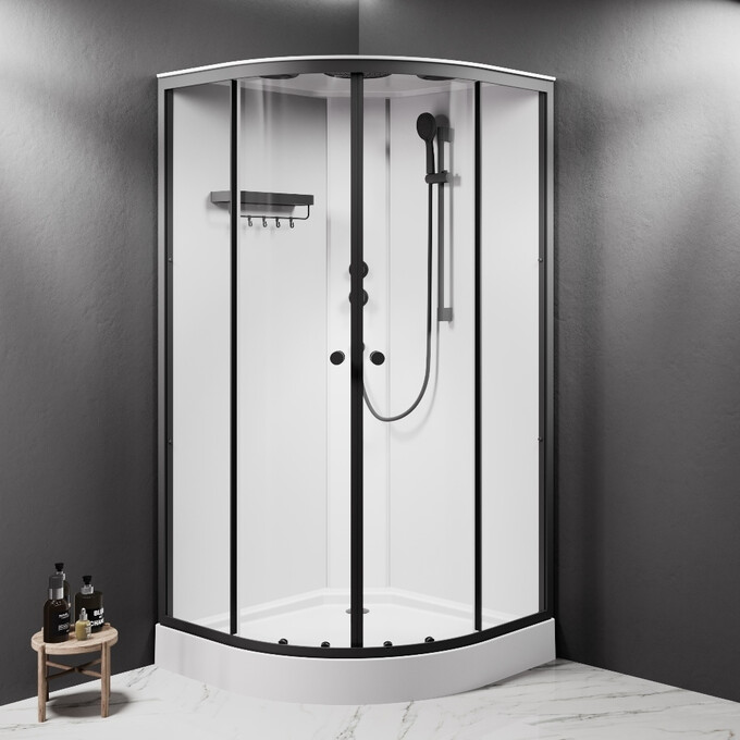 Душовий бокс Am.Pm X-Joy W94C-401-100BT (100x100 см, прозоре скло, профіль чорний матовий, з піддоном), Доступні розміри: 100 x 100, Колір виробника: чорний матовий, фото , изображение 2