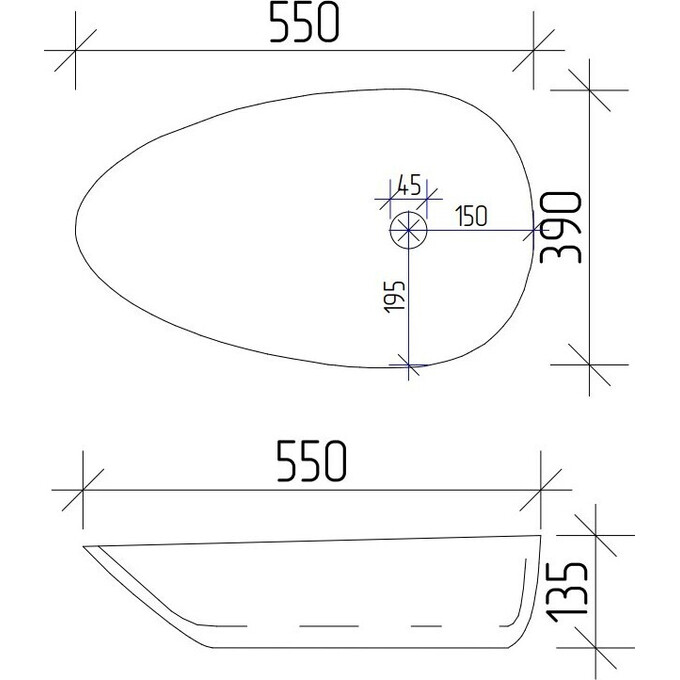 Умивальник VBI Trento 55 White VBI-011900 (55x39 см, чаша), Доступні розміри: 55 x 39, фото , изображение 4