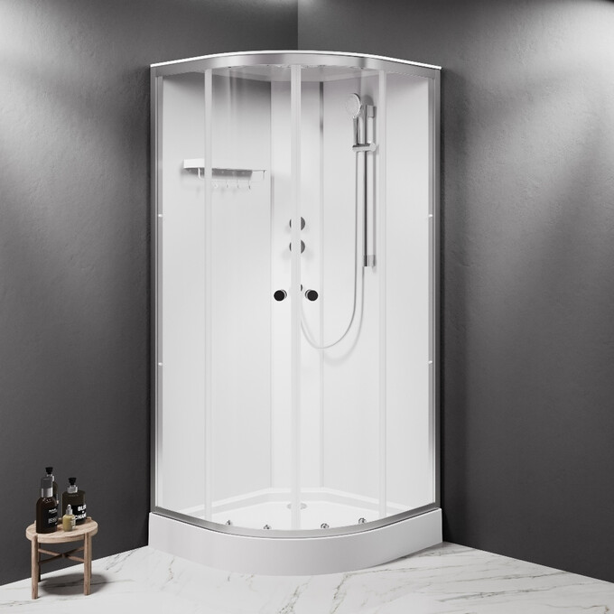 Душевой бокс Am.Pm X-Joy W94C-401-090MT (90x90 см, стекло прозрачное, профиль сатин, с поддоном), Доступные размеры: 90 x 90, Цвет производителя: сатин (хром матовый), фото 3