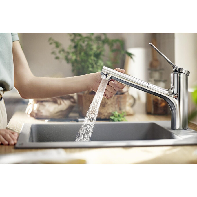 Смеситель для кухни Hansgrohe Zesis M33 Chrome 74800000 (хром, с выдвижной лейкой), Цвет производителя: хром, фото 3
