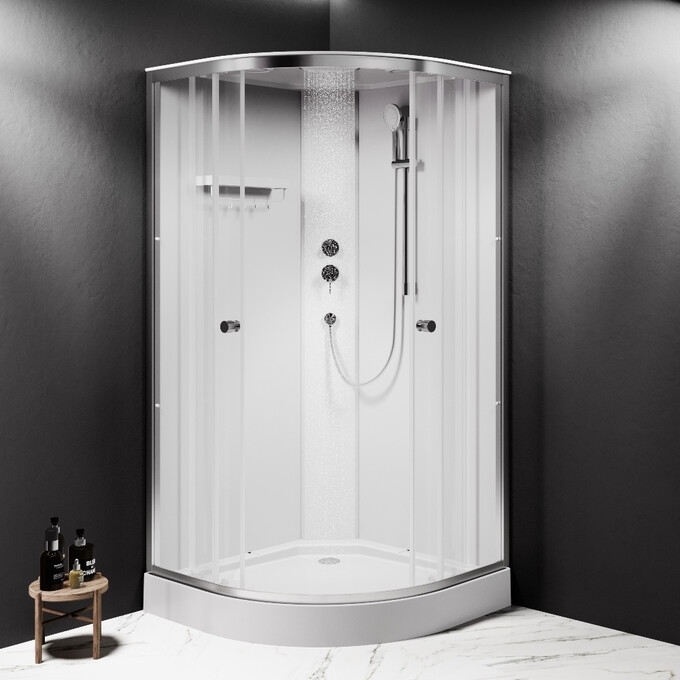 Душевой бокс Am.Pm X-Joy W94C-401-100MT (100x100 см, стекло прозрачное, профиль сатин, с поддоном), Доступные размеры: 100 x 100, Цвет производителя: сатин (хром матовый), фото 4