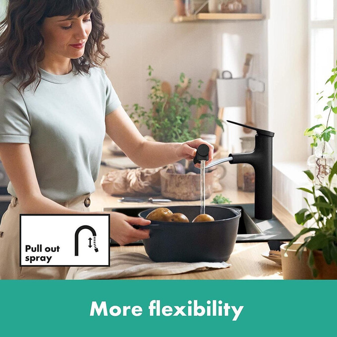 Змішувач для кухні Hansgrohe Zesis M33 Black Matt 74804670 (чорний матовий, з висувною лійкою), Колір виробника: чорний матовий, фото , изображение 2