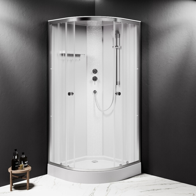 Душевой бокс Am.Pm X-Joy W94C-401-090MT (90x90 см, стекло прозрачное, профиль сатин, с поддоном), Доступные размеры: 90 x 90, Цвет производителя: сатин (хром матовый), фото 4