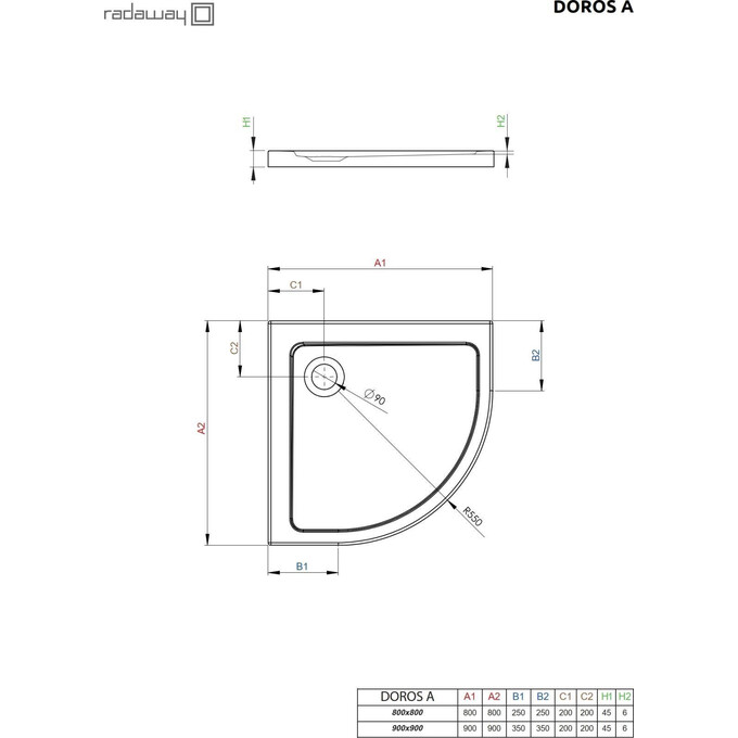 Душевой поддон Radaway Doros A SDRA9090-01 (90x90 см), фото 2