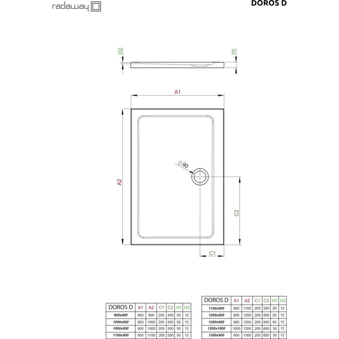 Душовий піддон Radaway Doros D SDRD1180-01 (110x80 см), Доступні розміри: 110 x 80, фото , изображение 2