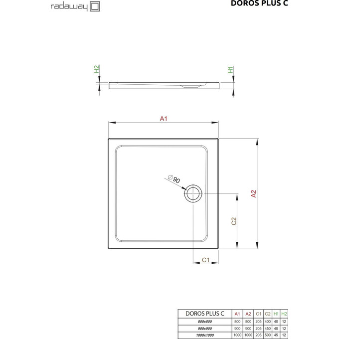 Душовий піддон Radaway Doros Plus C SDRPC1010-01 (100x100 см), фото , изображение 2