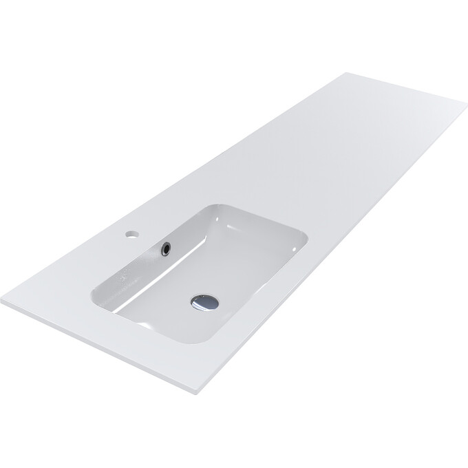 Умывальник-столешница Miraggio Della 1900 L Miramarble 8813772 (190x50 см, с крылом), Доступные размеры: 190 x 50 L, Технология производства: Miramarble, Цвет производителя: белый глянец, фото 