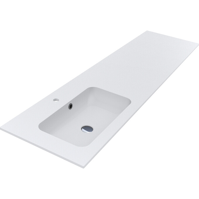 Умивальник-стільниця Miraggio Della 1900 L Miramarble Matt 8813773 (190x50 см, білий матовий, з крилом), Доступні розміри: 190 x 50 L, Технологія виробництва: Miramarble Matt, Колір виробника: білий матовий, фото 