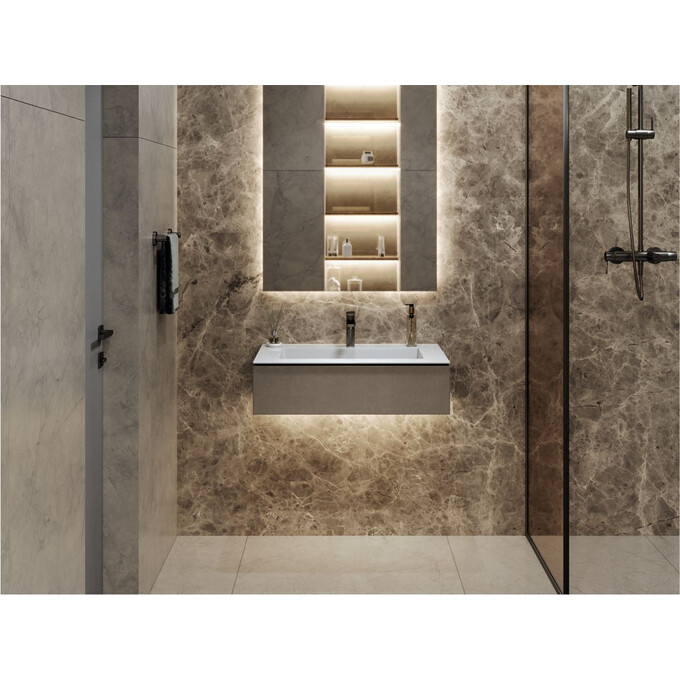 Умывальник Miraggio Erica 800 Miramarble 8813354 (80x50 см), Доступные размеры: 80 x 50, Технология производства: Miramarble, Цвет производителя: белый глянец, фото 5