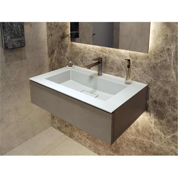 Умывальник Miraggio Erica 800 Miramarble 8813354 (80x50 см), Доступные размеры: 80 x 50, Технология производства: Miramarble, Цвет производителя: белый глянец, фото 3