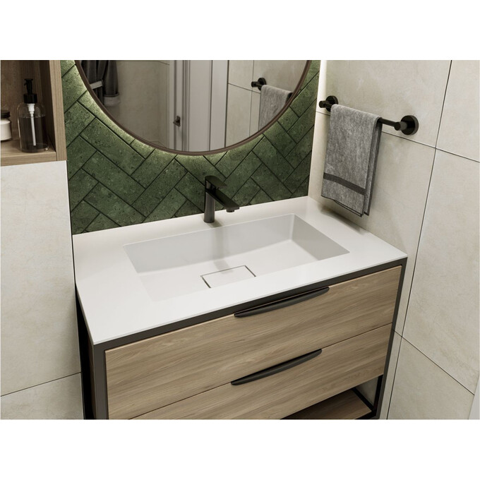 Умивальник Miraggio Erica 900 Miramarble 8813490 (90x50 см, з крилом), Доступні розміри: 90 x 50, Технологія виробництва: Miramarble, Колір виробника: білий глянець, фото , изображение 3