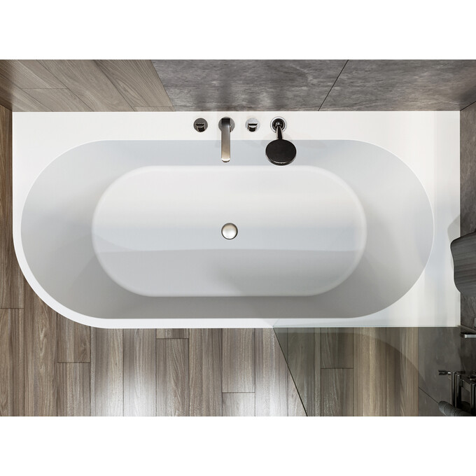 Каменная ванна Miraggio Layla L Mirasoft 8813800 (190x92 см, белая матовая, правая), Доступные размеры: 190 x 92 L, фото 4