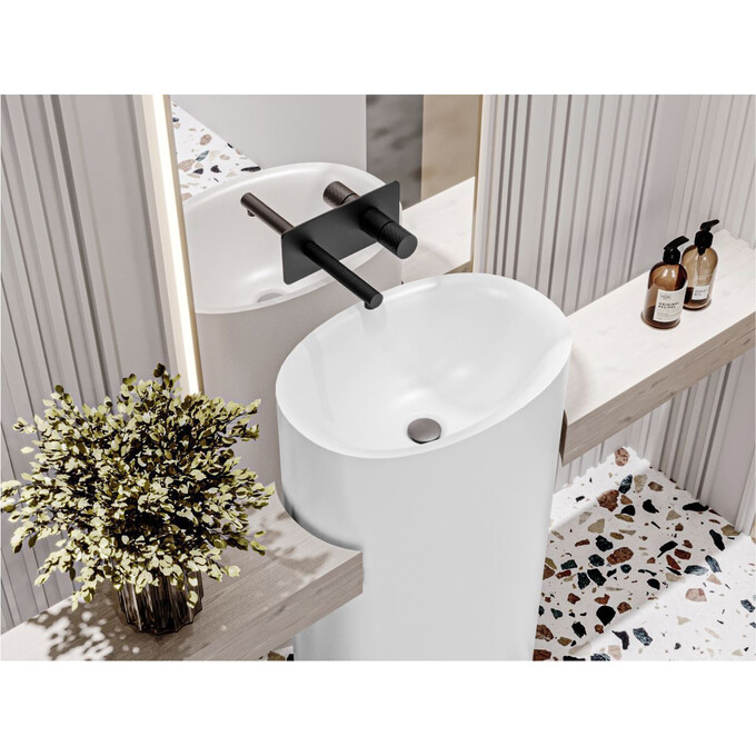 Умивальник Miraggio Lowa Mirasoft 8813616 (50x35 см, білий матовий, підлоговий), фото , изображение 3