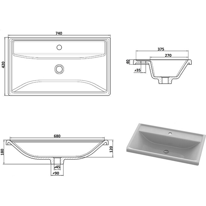 Умывальник Snail Венеция 106A100 (74x42 см), фото 12