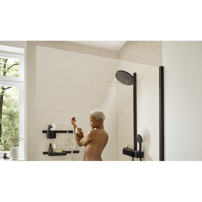 Душевая система с термостатом Hansgrohe Pulsify Showerpipe Black Matt 24240670 (черная матовая, с полочкой), Цвет производителя: черный матовый, фото 2