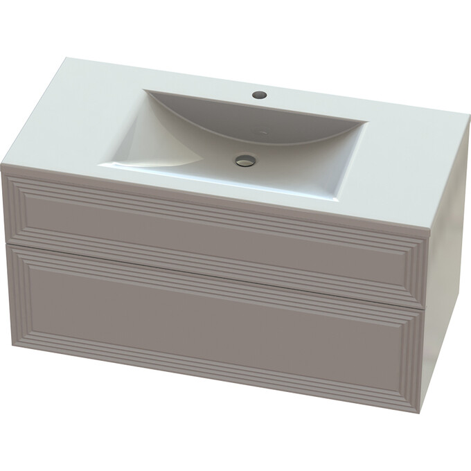 Тумба Snail Азалія з умивальником Snail Орфей 990КМ2165A100 (99 см, біла глянсова, підвісна), фото 