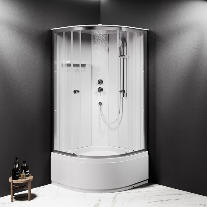 Душевой бокс Am.Pm X-Joy Round Deep W94C-401A-090MT (90x90 см, стекло прозрачное, профиль сатин, с поддоном), фото 4