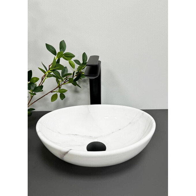 Раковина VBI Parma S Nature Marble Gloss VBI-011002 (34x26 см, світлий мармур, чаша), Доступні розміри: 34 x 26, Колір виробника: білий мармур, фото , изображение 3