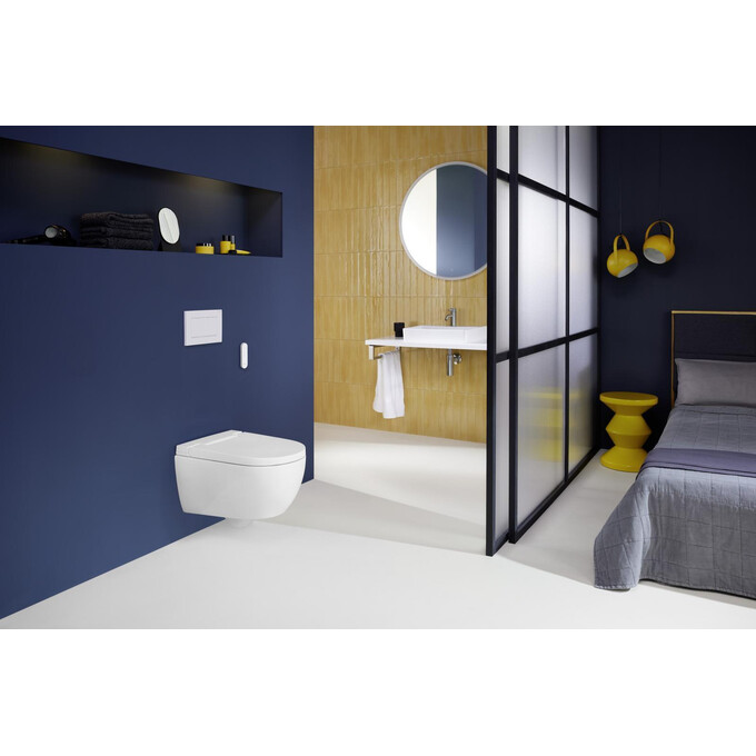 Безободковый подвесной унитаз-биде Geberit Alba AquaClean 146.350.01.1 (воронкообразный, с сиденьем), фото 3