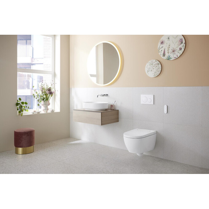 Безободковый подвесной унитаз-биде Geberit Alba AquaClean 146.350.01.1 (воронкообразный, с сиденьем), фото 2