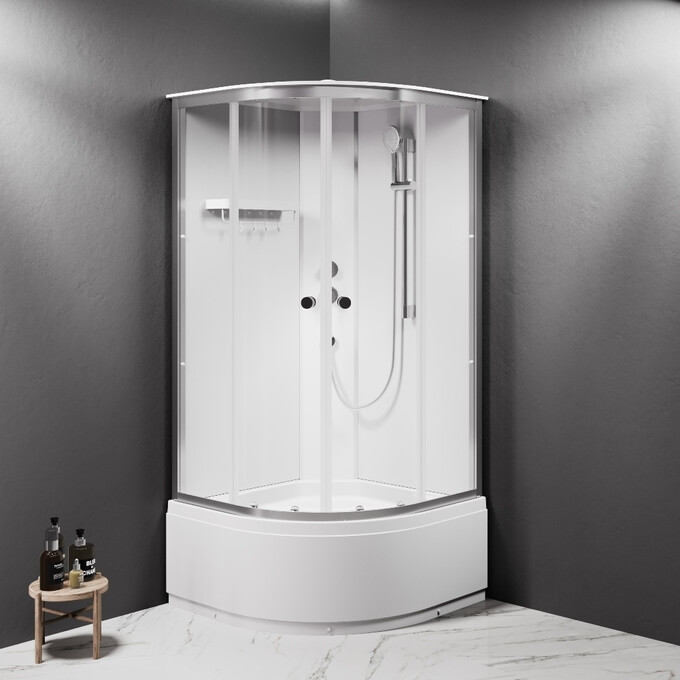 Душевой бокс Am.Pm X-Joy Round Deep W94C-401A-090MT (90x90 см, стекло прозрачное, профиль сатин, с поддоном), фото 3