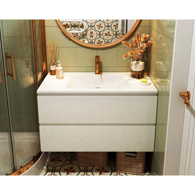 Тумба Snail Невада с умывальником Snail Орфей 990KM165NA100 (99 см, белая глянцевая, подвесная), фото 2