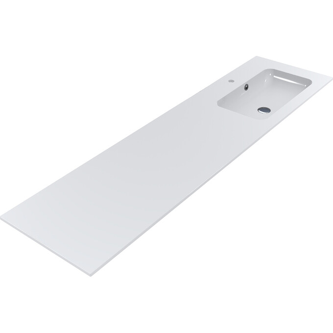 Умывальник-столешница Miraggio Della 1900 R Miramarble 8813762 (190x50 см, с крылом), Доступные размеры: 190 x 50 R, Технология производства: Miramarble, Цвет производителя: белый глянец, фото 