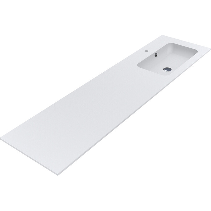 Умивальник-стільниця Miraggio Della 1900 R Miramarble Matt 8813763 (190x50 см, білий матовий, з крилом), Доступні розміри: 190 x 50 R, Технологія виробництва: Miramarble Matt, Колір виробника: білий матовий, фото 