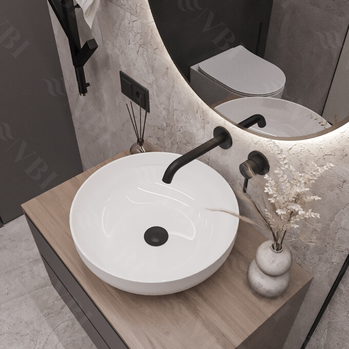 Умивальник VBI Bari White VBI-011600 (46 см, чаша), Доступні розміри: 46 x 46, Колір виробника: білий глянець, фото 