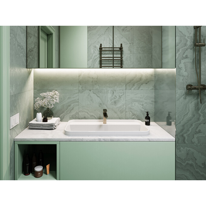 Умывальник Miraggio Ocean 800 Miramarble 8813822 (80x40 см), Доступные размеры: 80 x 40, Технология производства: Miramarble, Цвет производителя: белый глянец, фото 3