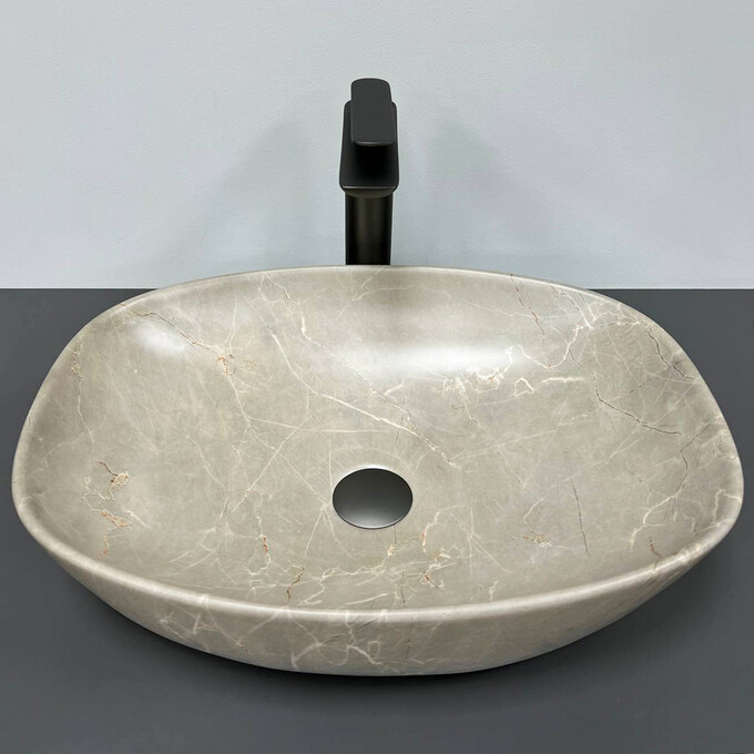 Раковина VBI Olbia Beige Stone VBI-014301 (51x39 см, бежевый камень, чаша), Цвет производителя: бежевый камень, фото 2