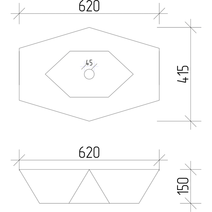 Раковина VBI Venezia White VBI-012400 (62x41 см, чаша), Доступные размеры: 62 x 41, Цвет производителя: белый глянец, фото 7