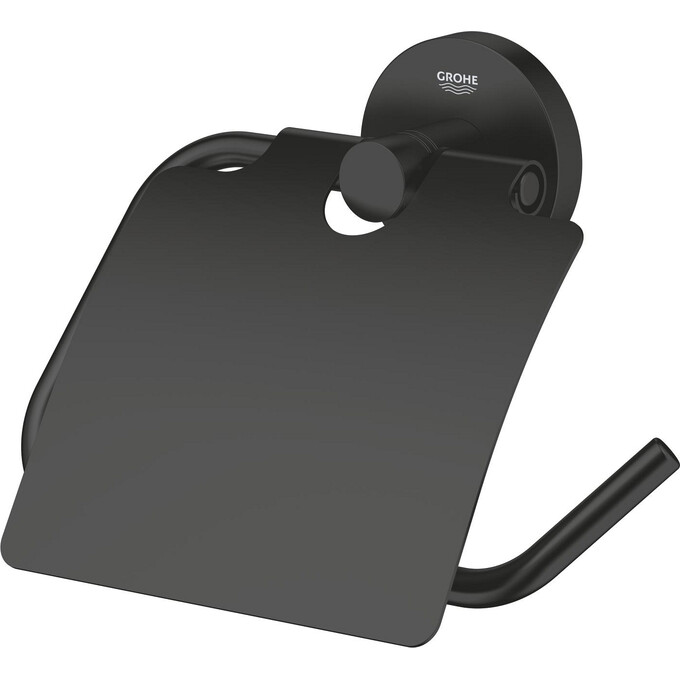 Держатель туалетной бумаги Grohe Essentials 1024652430 (черный матовый, с крышкой), фото 5