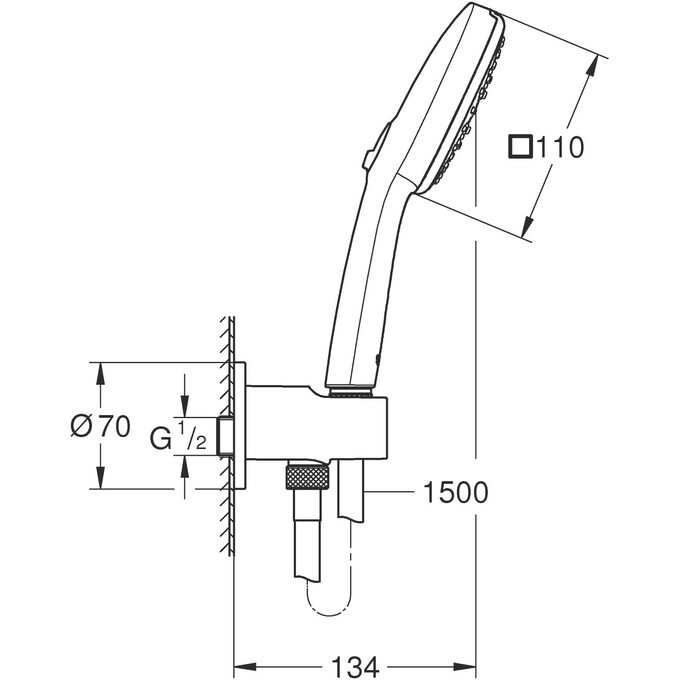 Лейка для душа Grohe Tempesta Cube 110 26910003 (трехрежимная, с шлангом и держателем), фото 8