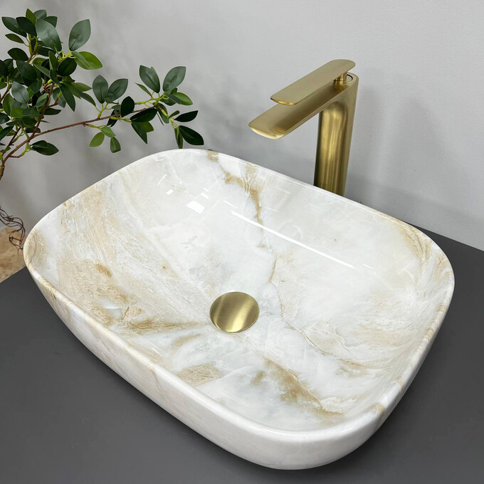 Раковина VBI Ravenna Labradorite VBI-011212 (45x32 см, лабрадорит, чаша), Доступные размеры: 45 x 32, Цвет производителя: лабрадорит глянцевый, фото 3