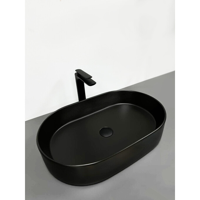 Раковина VBI Verona 60 Black Matt VBI-011303 (60x37 см, чорна матова), Доступні розміри: 60 x 37, Колір виробника: чорний матовий, фото 