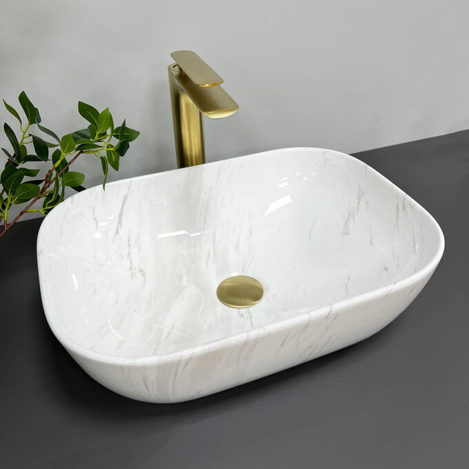 Раковина VBI Ravenna Marble Nature Matt VBI-011208 (45x32 см, світлий мармур матовий, чаша), Доступні розміри: 45 x 32, Колір виробника: білий мармур матовий, фото , изображение 2