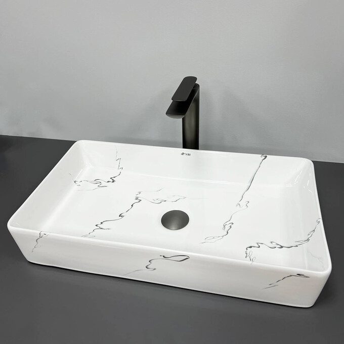 Раковина VBI Triest Marmo VBI-012704 (60x34 см, мармур), Доступні розміри: 60 x 34, Колір виробника: мармур, фото 