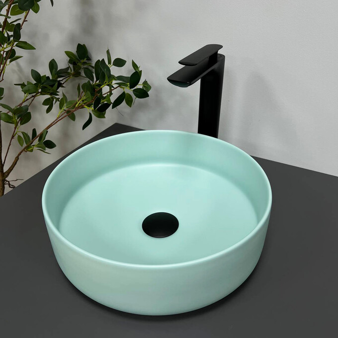 Раковина VBI Prato Turkus VBI-011405 (36 см, бірюзова матова, чаша), Доступні розміри: 36 x 36, Колір виробника: бірюзовий матовий, фото 