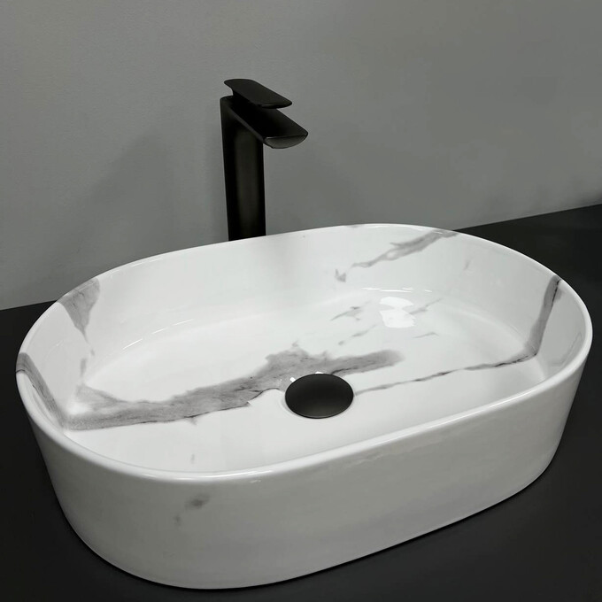 Раковина VBI Verona 50 Marble Nature VBI-011311 (50x37 см, мрамор), Доступные размеры: 50 x 37, Цвет производителя: натуральный мрамор глянцевый, фото 