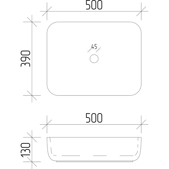 Раковина VBI Palermo Aiax Glossy VBI-012302 (50x39 см, мрамор, чаша), Доступные размеры: 50 x 39, Цвет производителя: мрамор глянцевый, фото 4