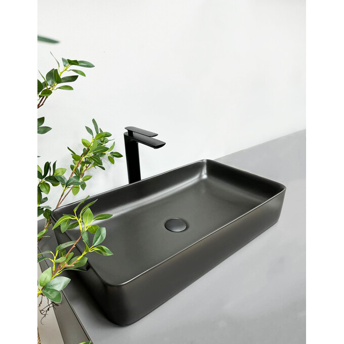 Раковина VBI Triest Black Matt VBI-012701 (60x34 см, чорна матова), Доступні розміри: 60 x 34, Колір виробника: чорний матовий, фото 